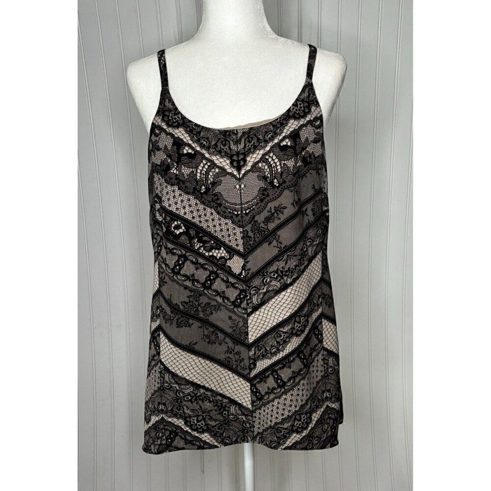 CAbi Womens S Monaco Lace Print Adjustable Spaghetti Strap Long Tunic Mini Dress